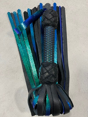 Mermaid and Black Leather Perforated Handle Flog