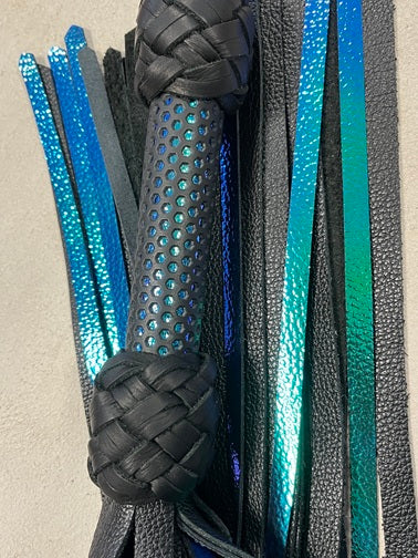 Mermaid and Black Leather Perforated Handle Flog