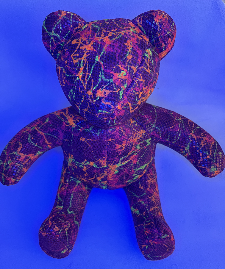 Black Light Paint Splatter Red Leather Teddy Bear