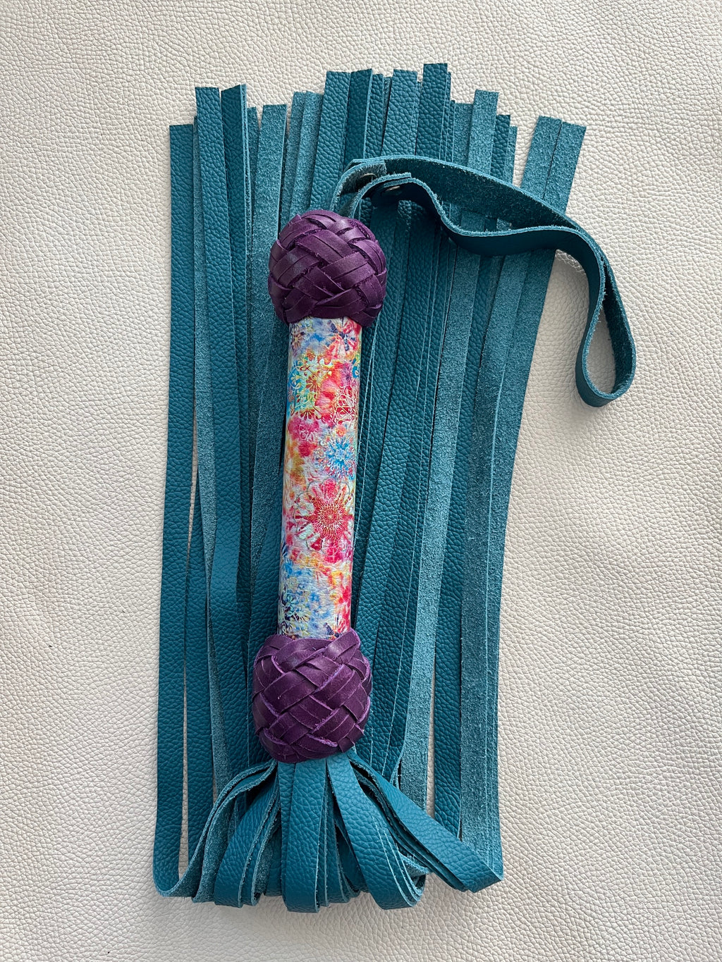 Colour Burst and Teal Leather Flogger