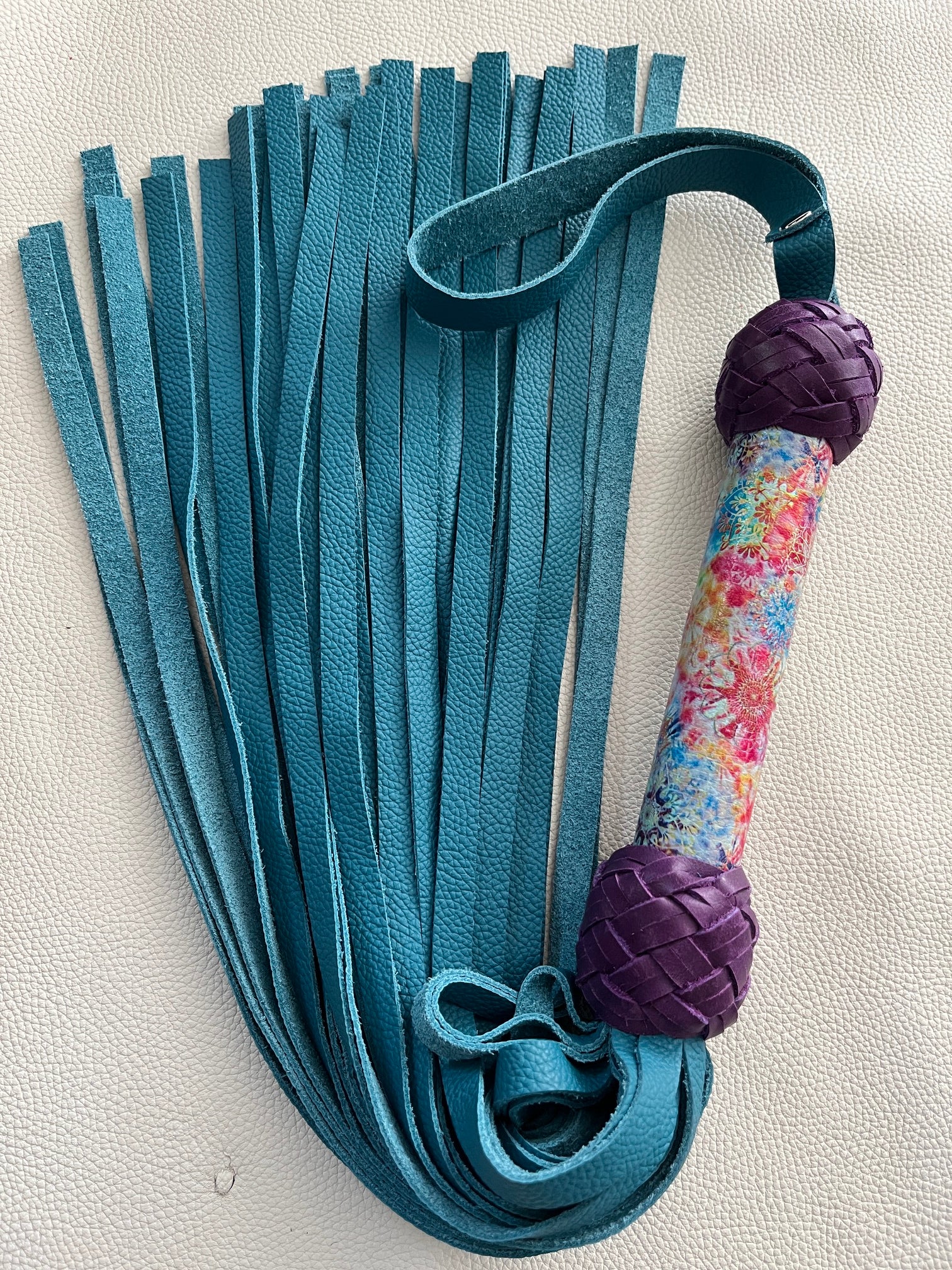 Colour Burst and Teal Leather Flogger