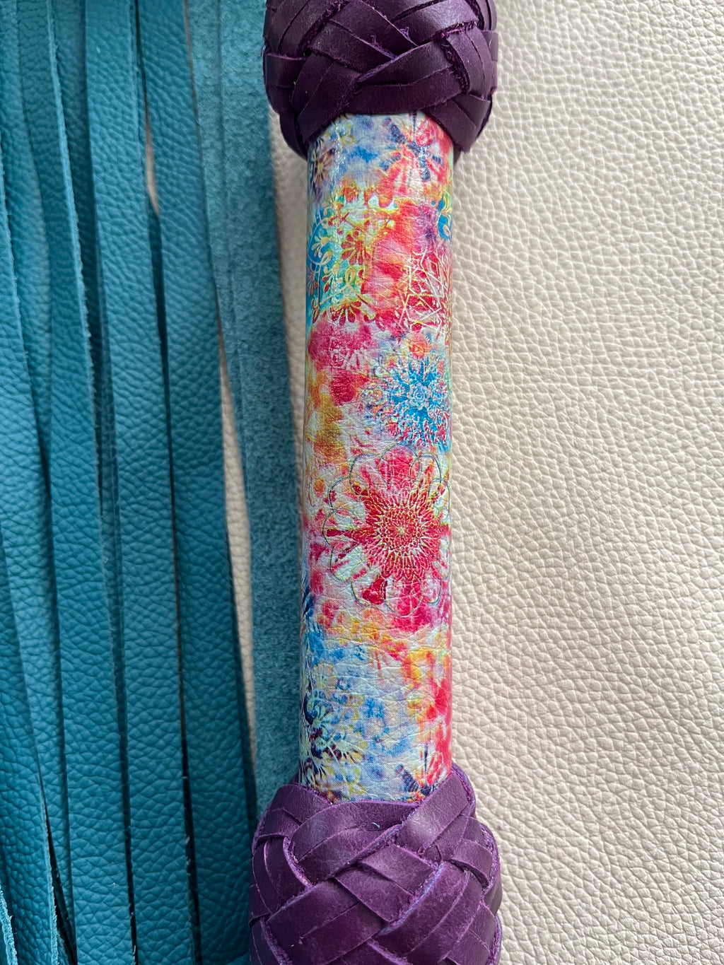Colour Burst and Teal Leather Flogger