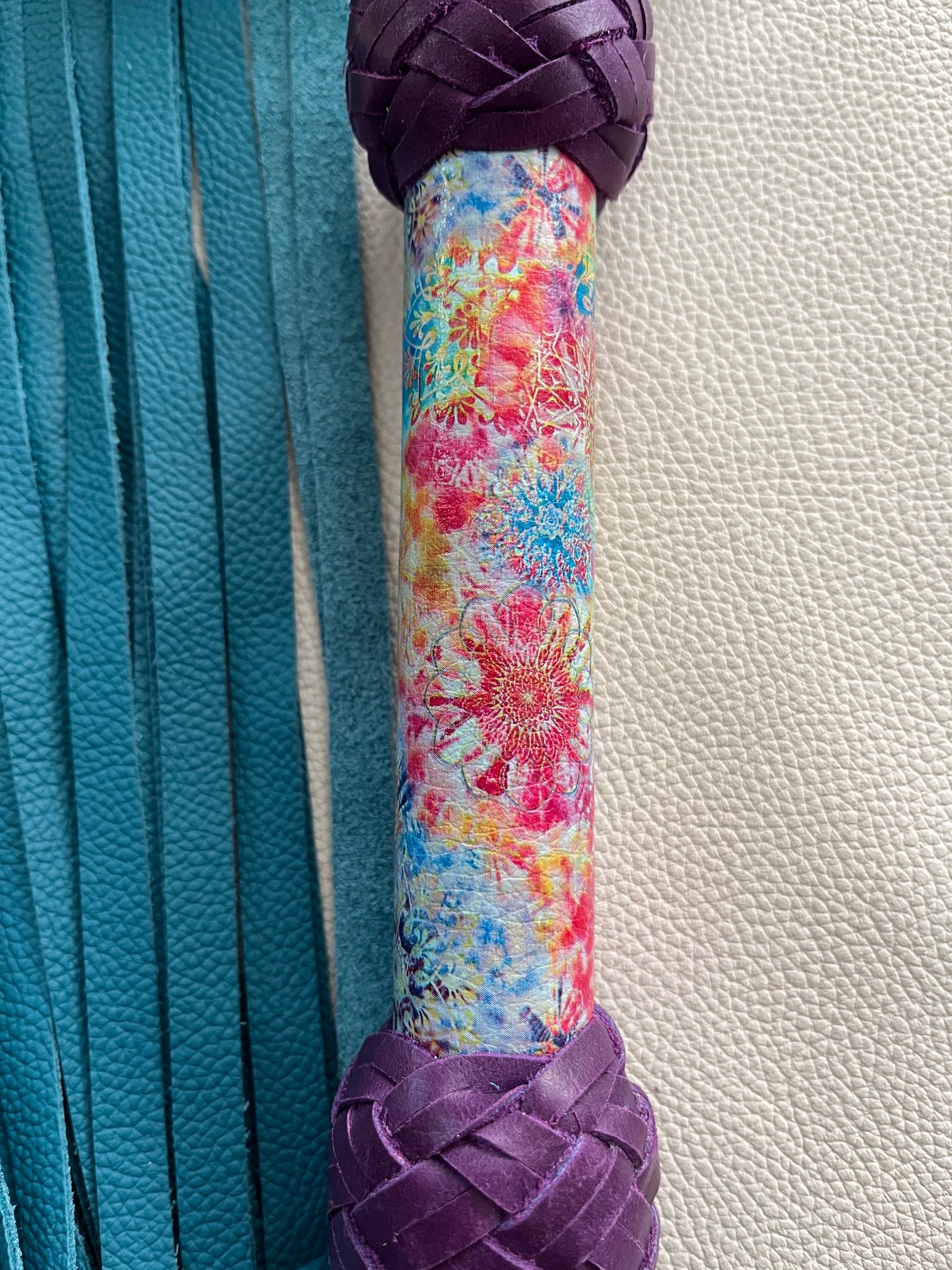Colour Burst and Teal Leather Flogger