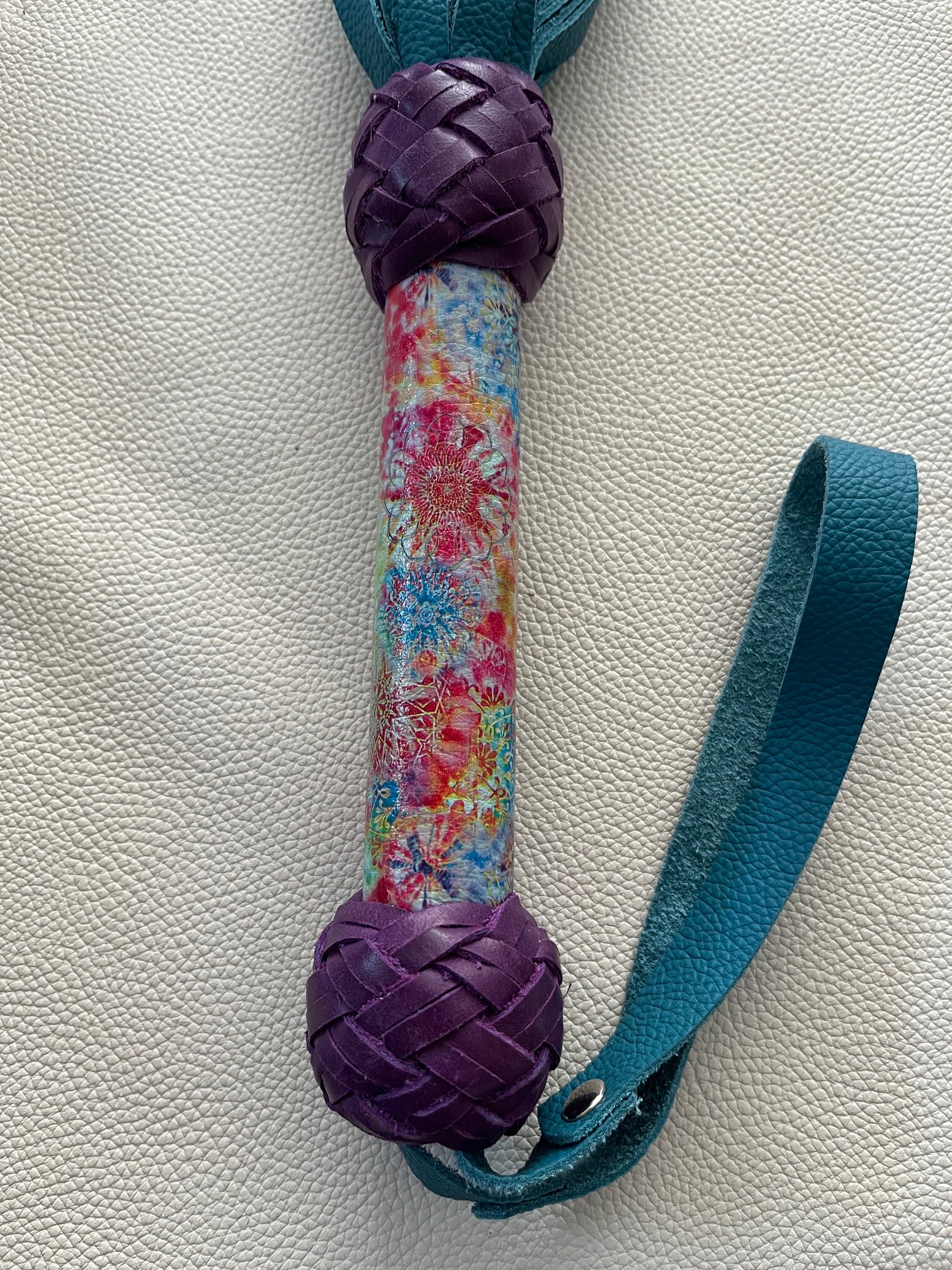 Colour Burst and Teal Leather Flogger
