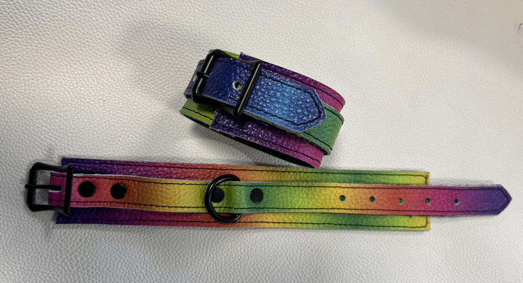 Electric Rainbow Leather Cuffs