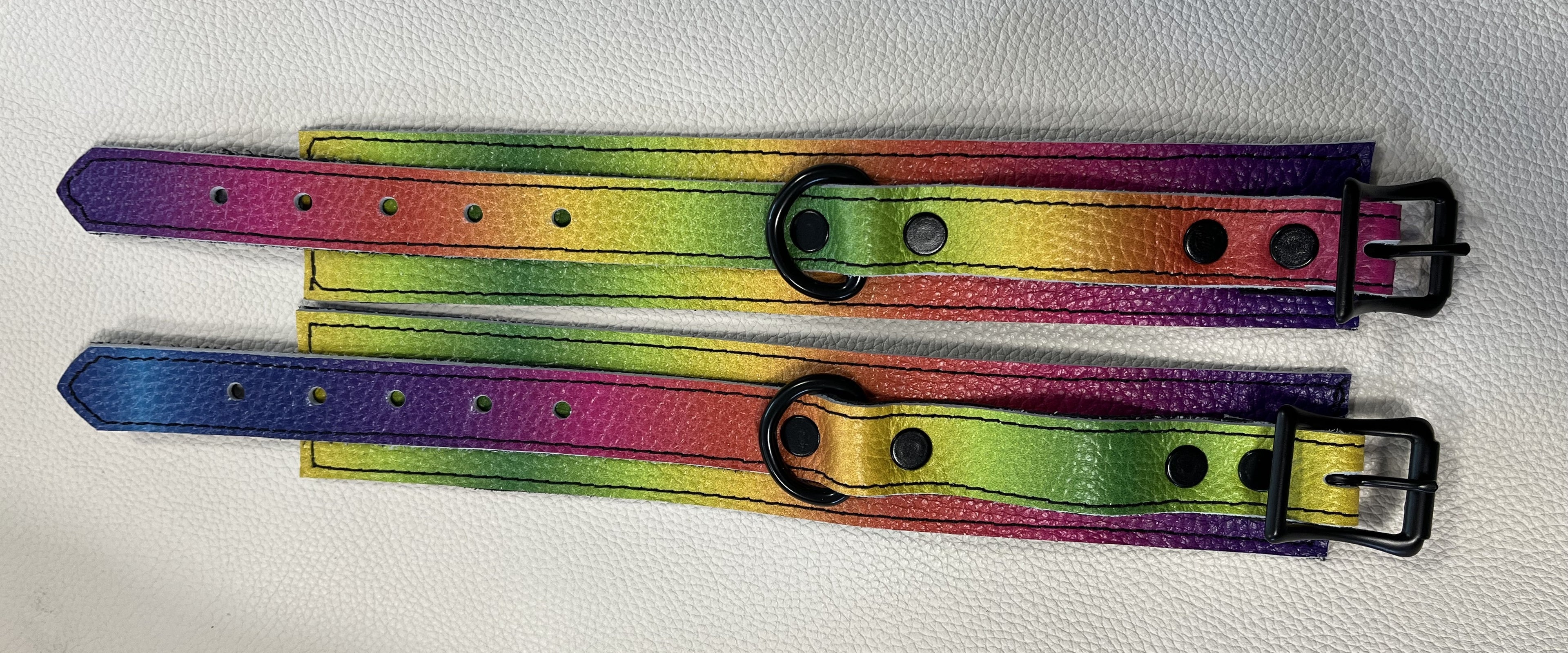 Electric Rainbow Leather Cuffs