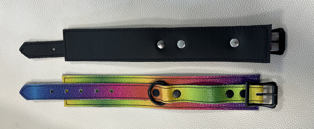 Electric Rainbow Leather Cuffs