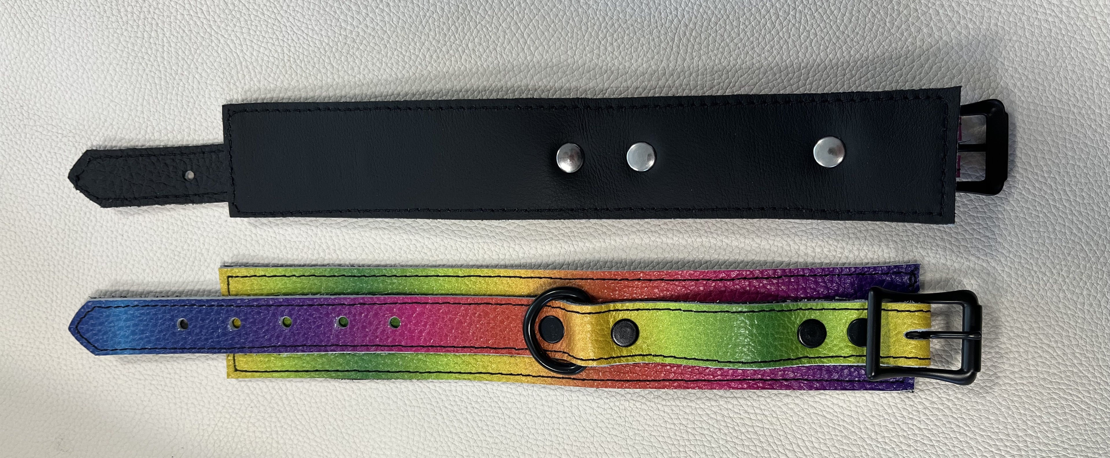 Electric Rainbow Leather Cuffs