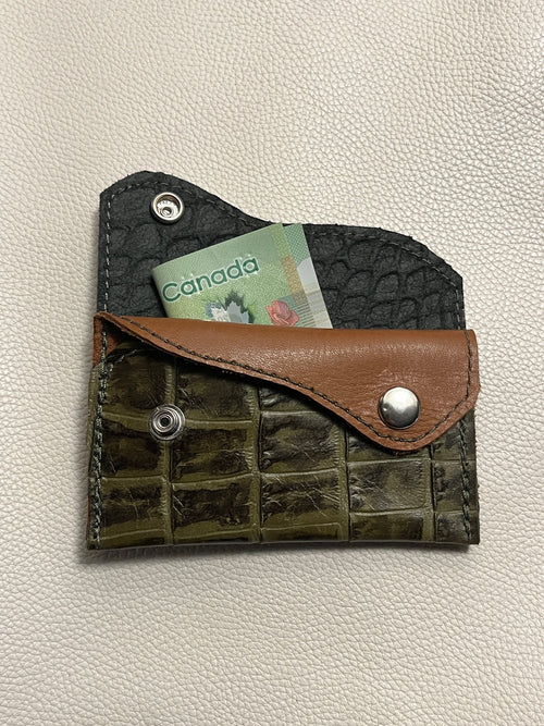 2 pocket leather coin pouch