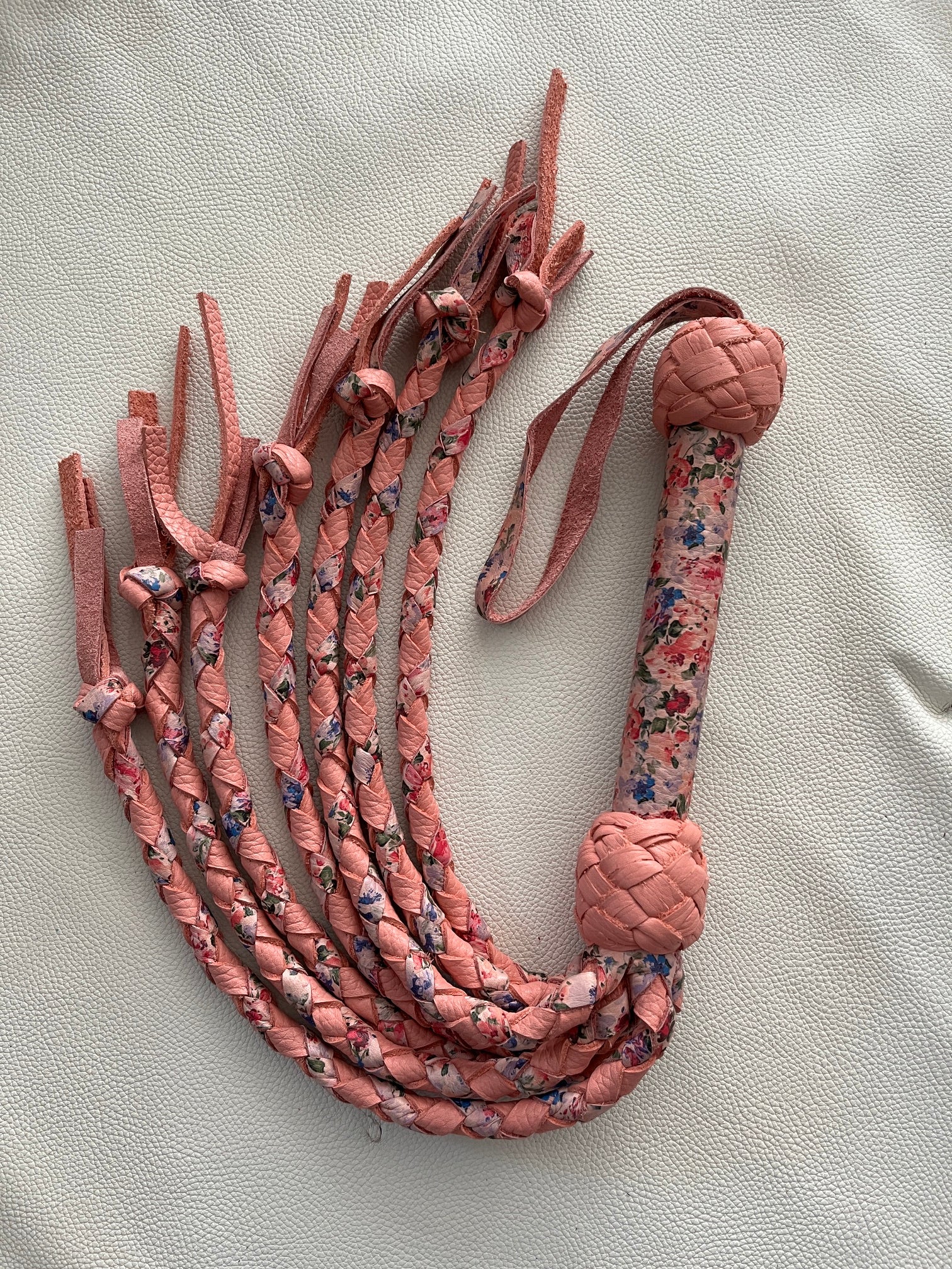 Pink Floral Round Braid Flogger