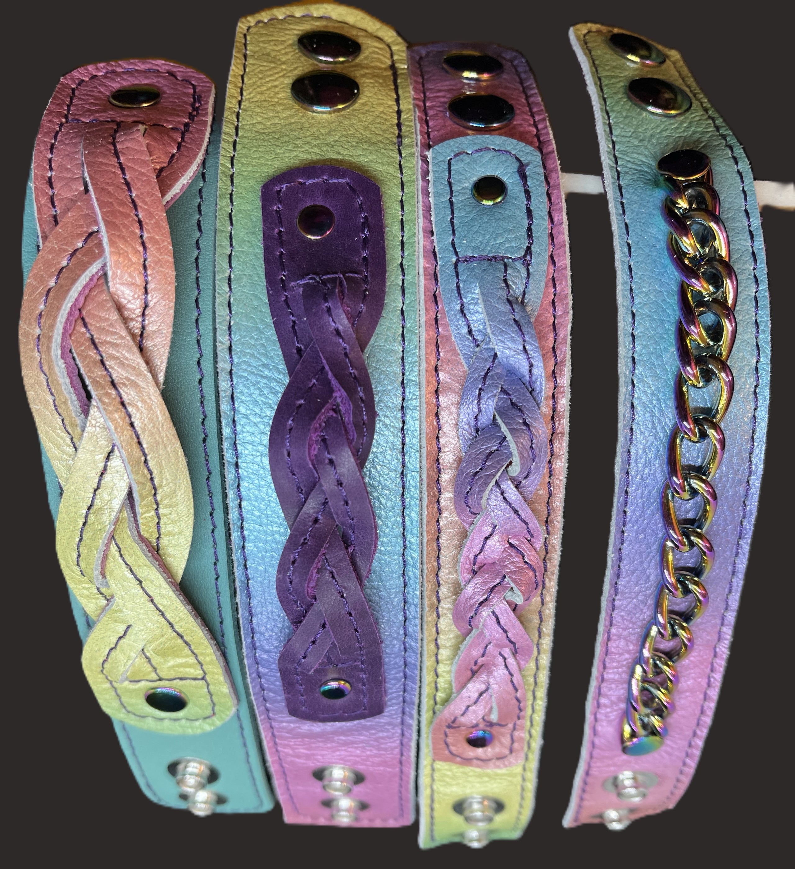 Rainbow Leather Wrist Bands