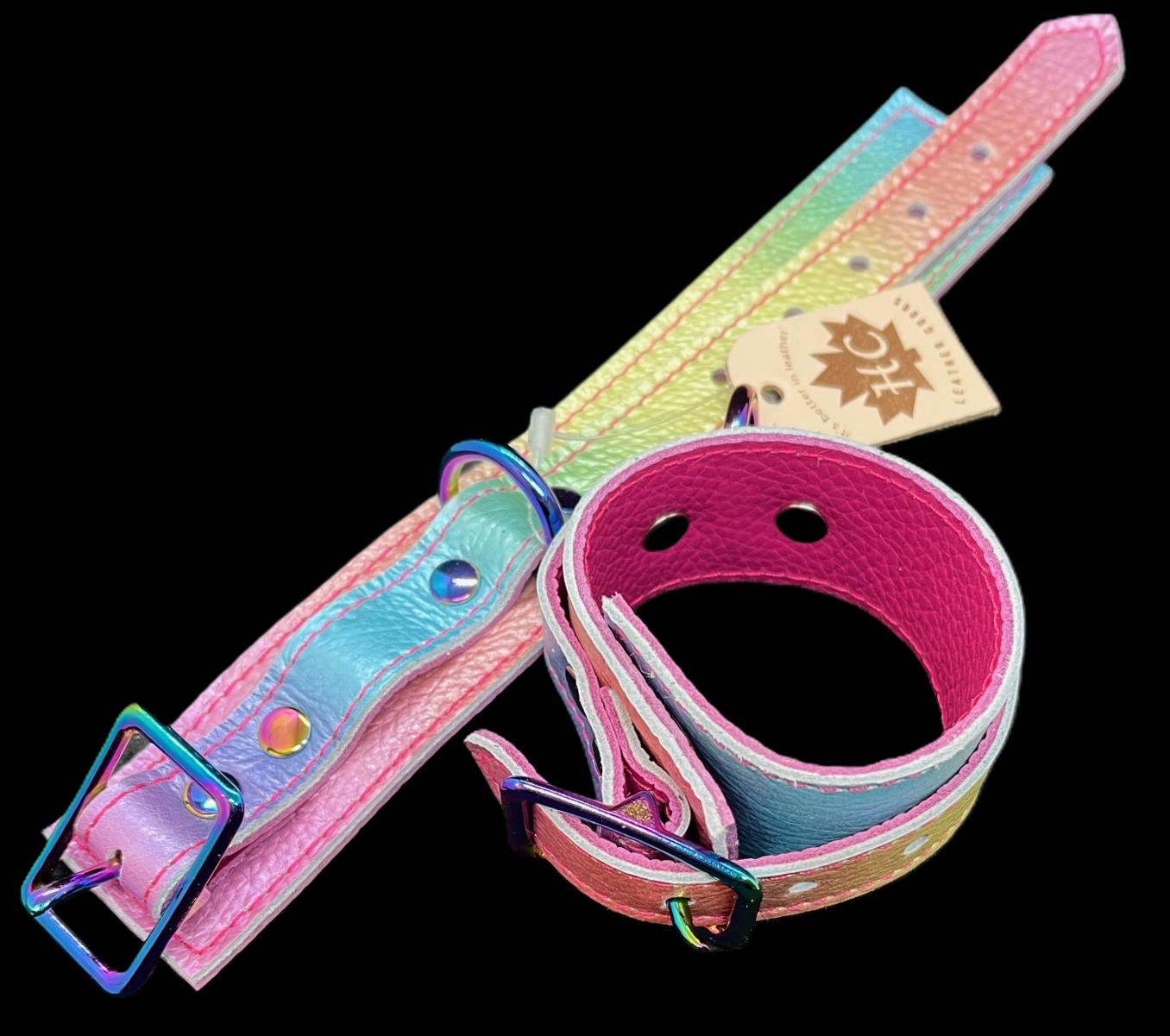 Rainbow Leather Cuffs