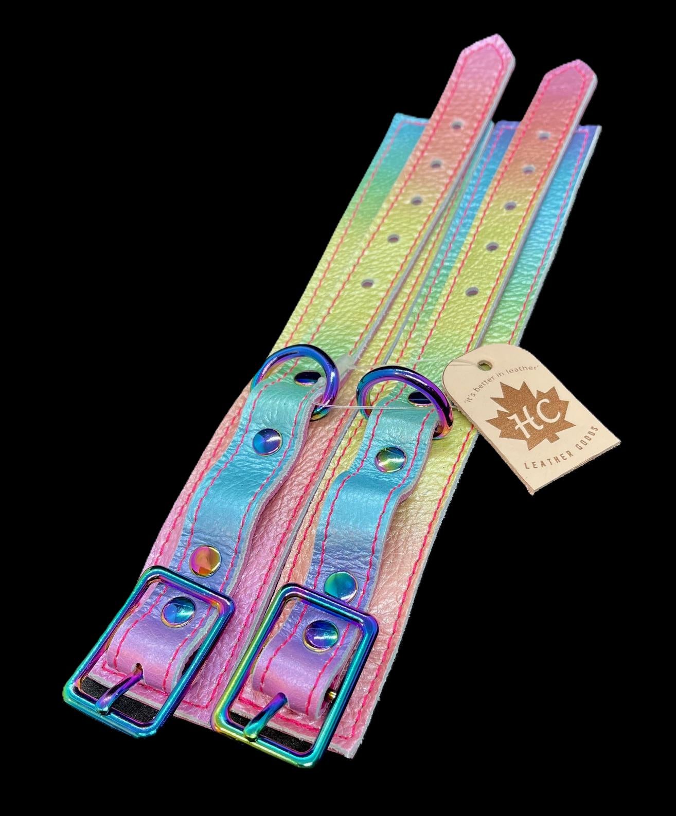 Rainbow Leather Cuffs