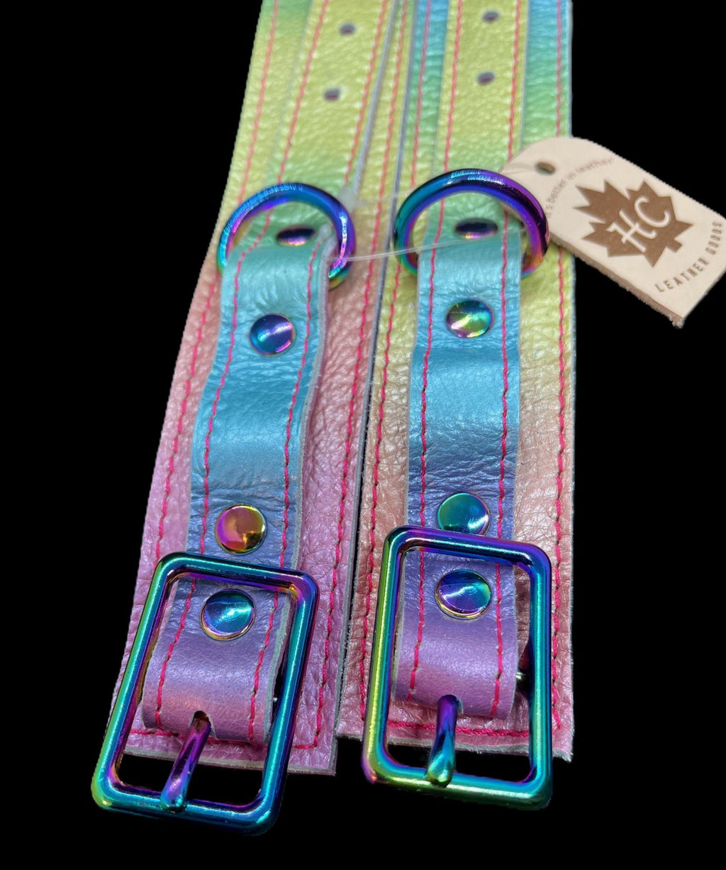 Rainbow Leather Cuffs