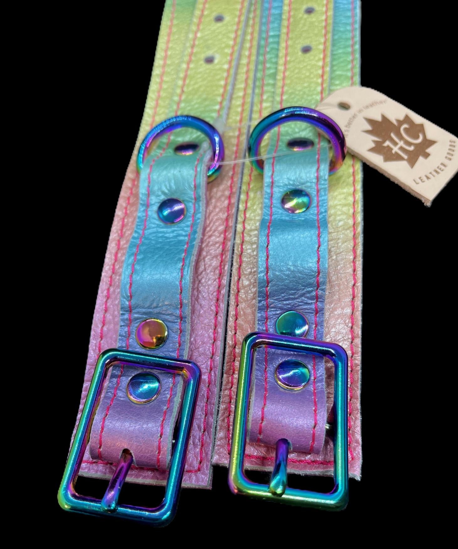 Rainbow Leather Cuffs