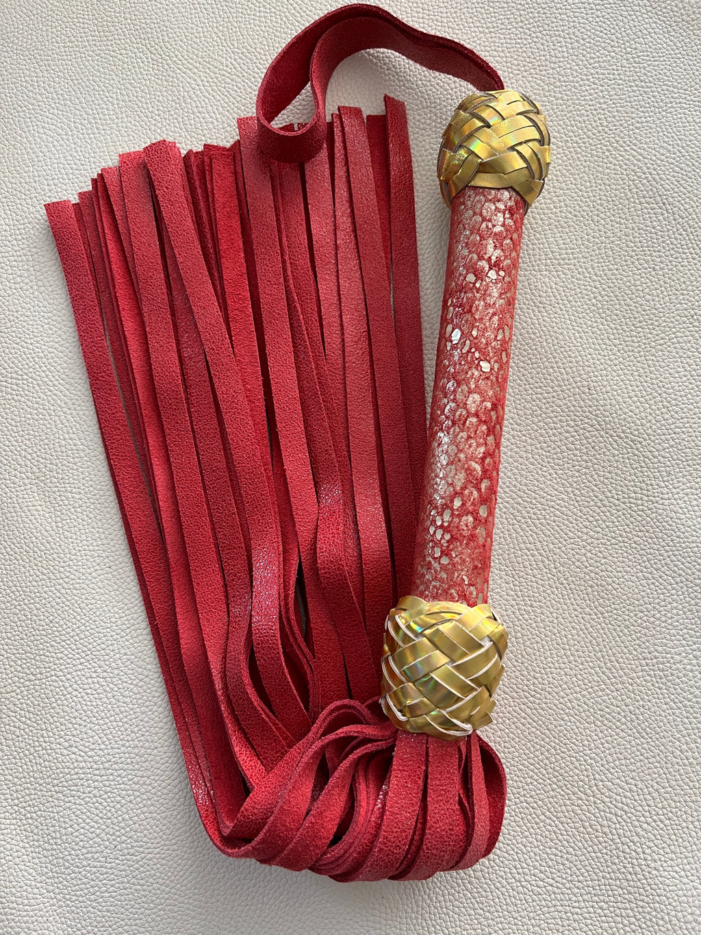 Red and Gold Leather Flogger