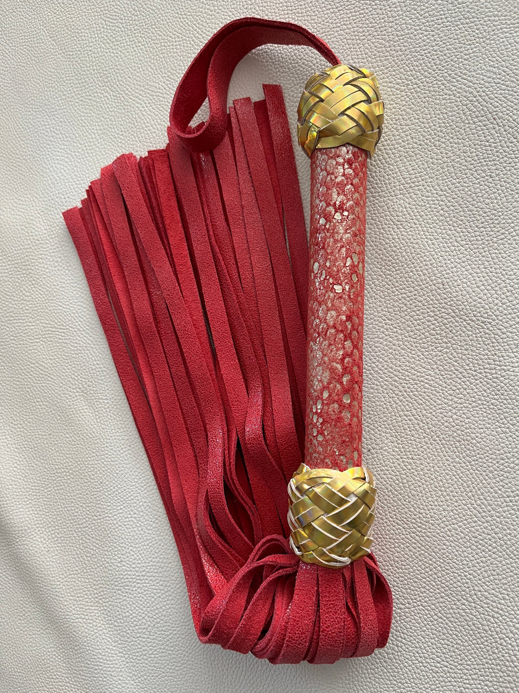 Red and Gold Leather Flogger