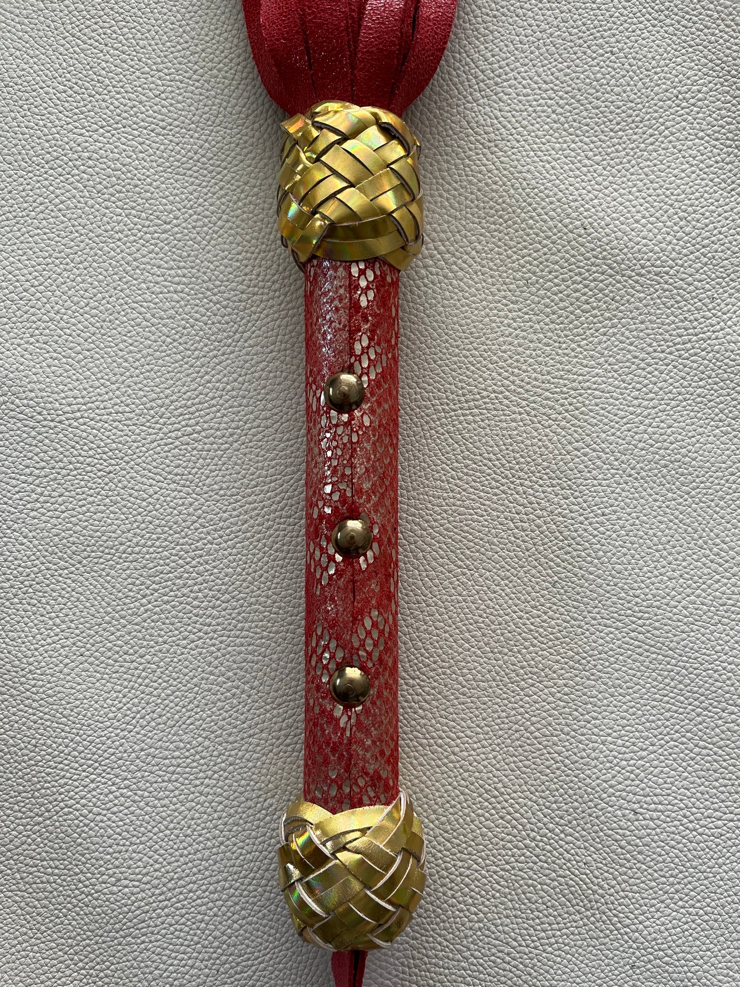 Red and Gold Leather Flogger