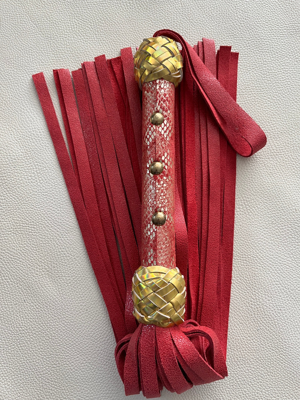 Red and Gold Leather Flogger