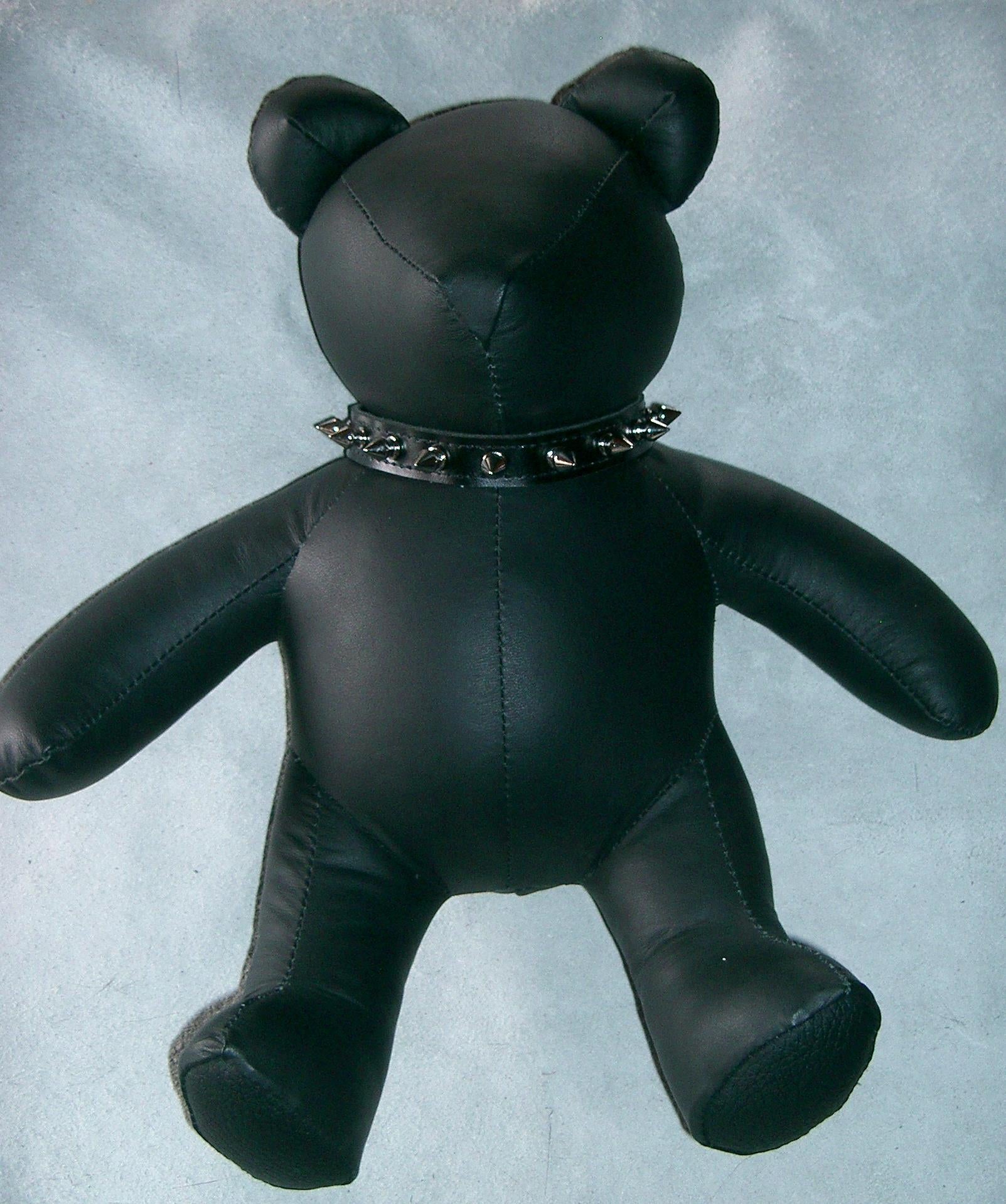 "Spike" Leather teddy bear with spiked collar