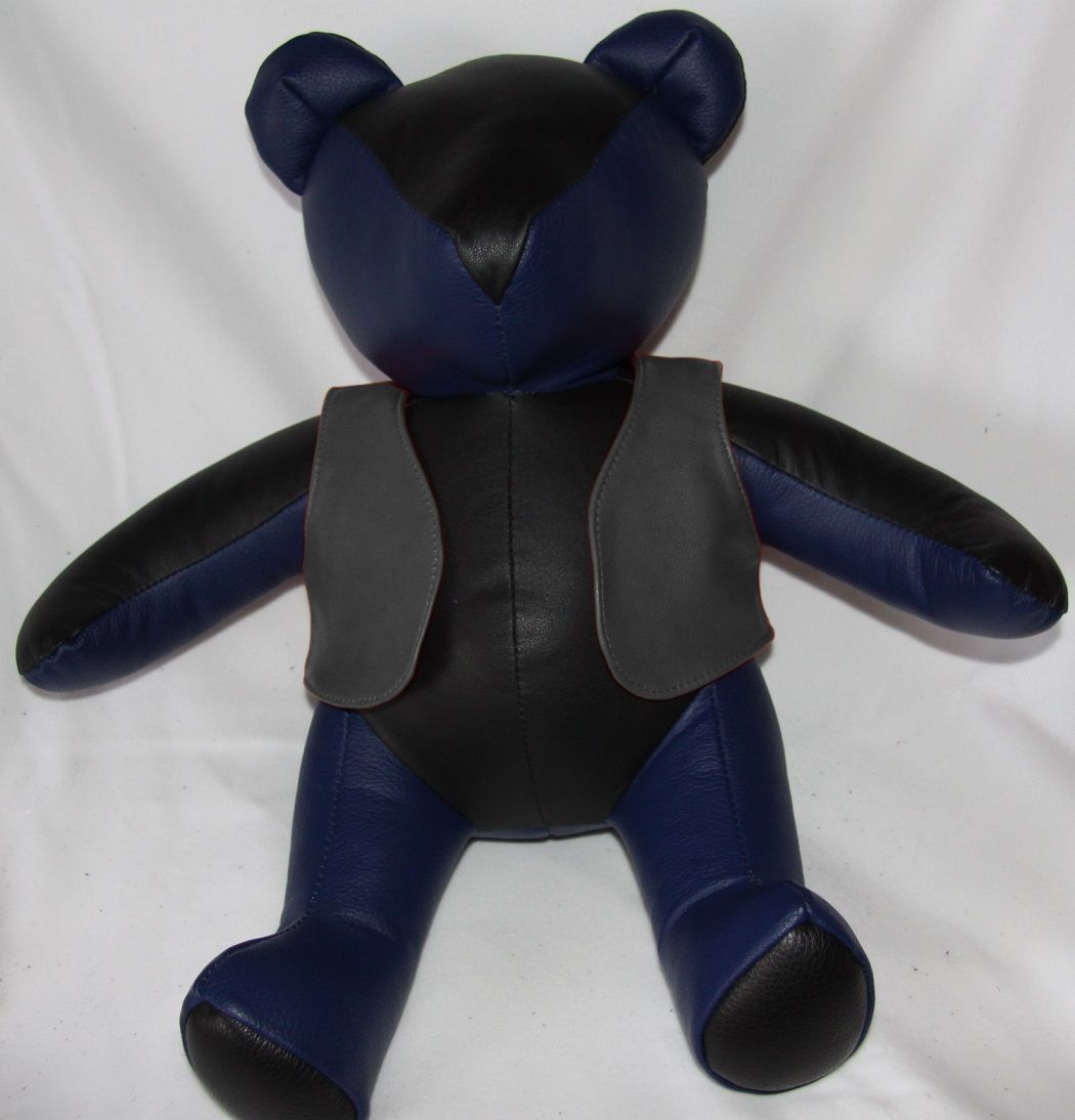 leather teddy bear with leather vest