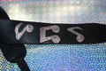 black leather musical note guitar strap