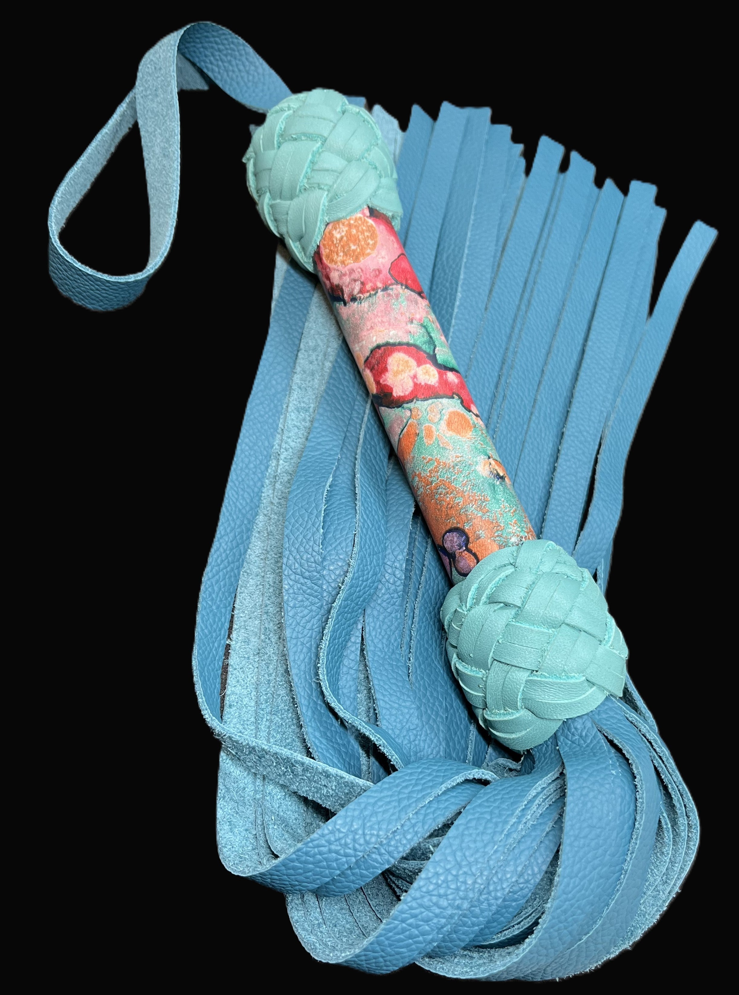 Abstract Water Color Printed Leather Flogger
