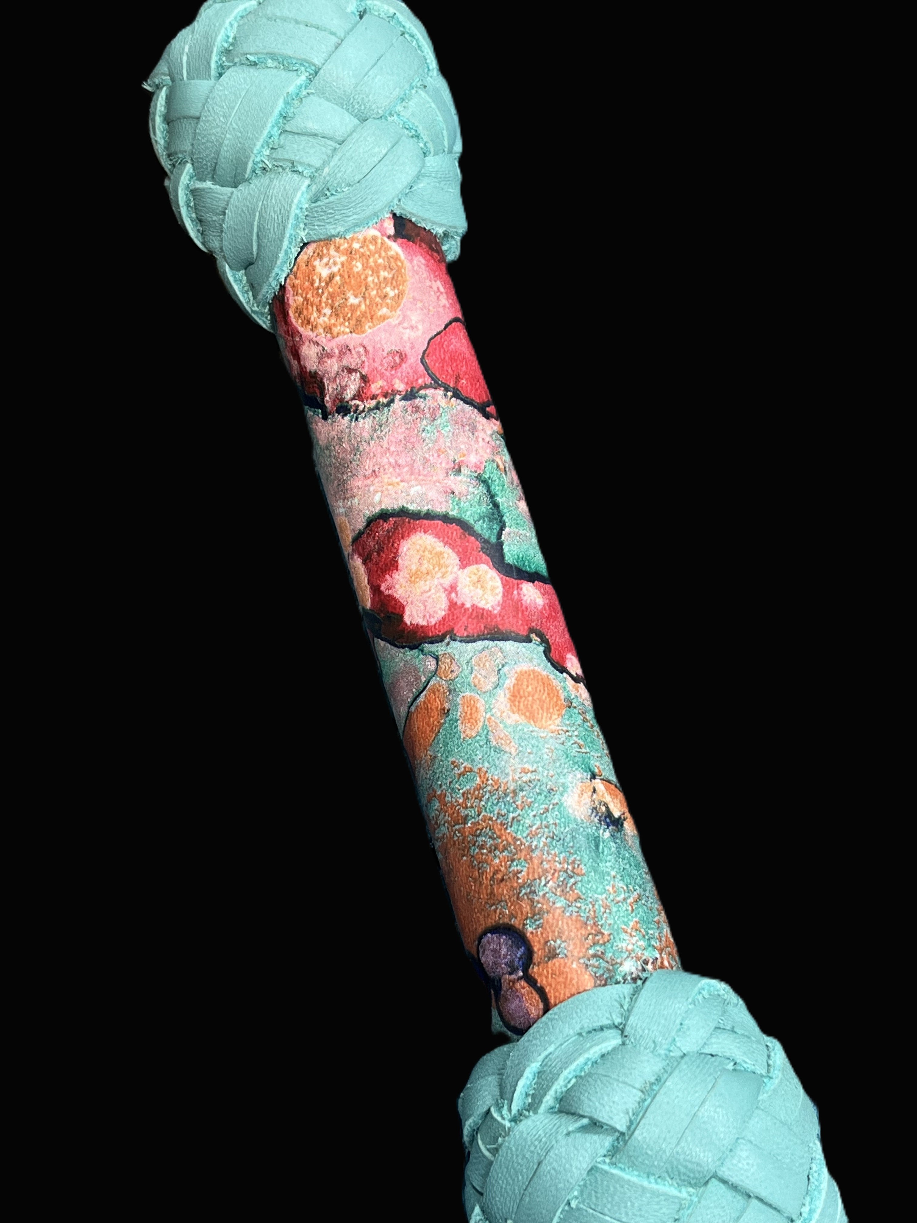 Abstract Water Color Printed Leather Flogger