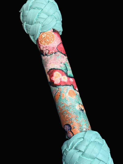 Abstract Water Color Printed Leather Flogger