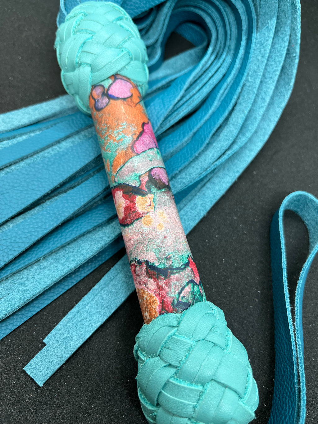 Abstract Water Color Printed Leather Flogger