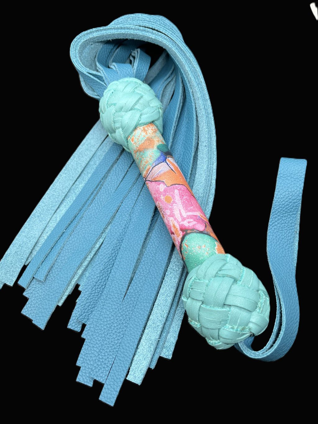 Abstract Water Color Printed Leather Flogger